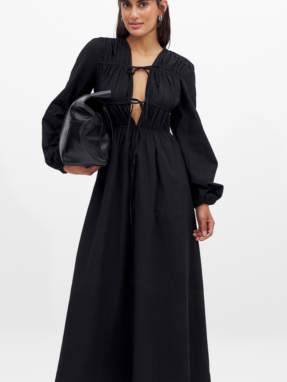 #7 Na-Kd Black Long-Sleeve Maxi Dress